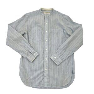 Double RL Ralph Lauren RRL Grandad Collar Stripe Shirt Blue White Men's XS